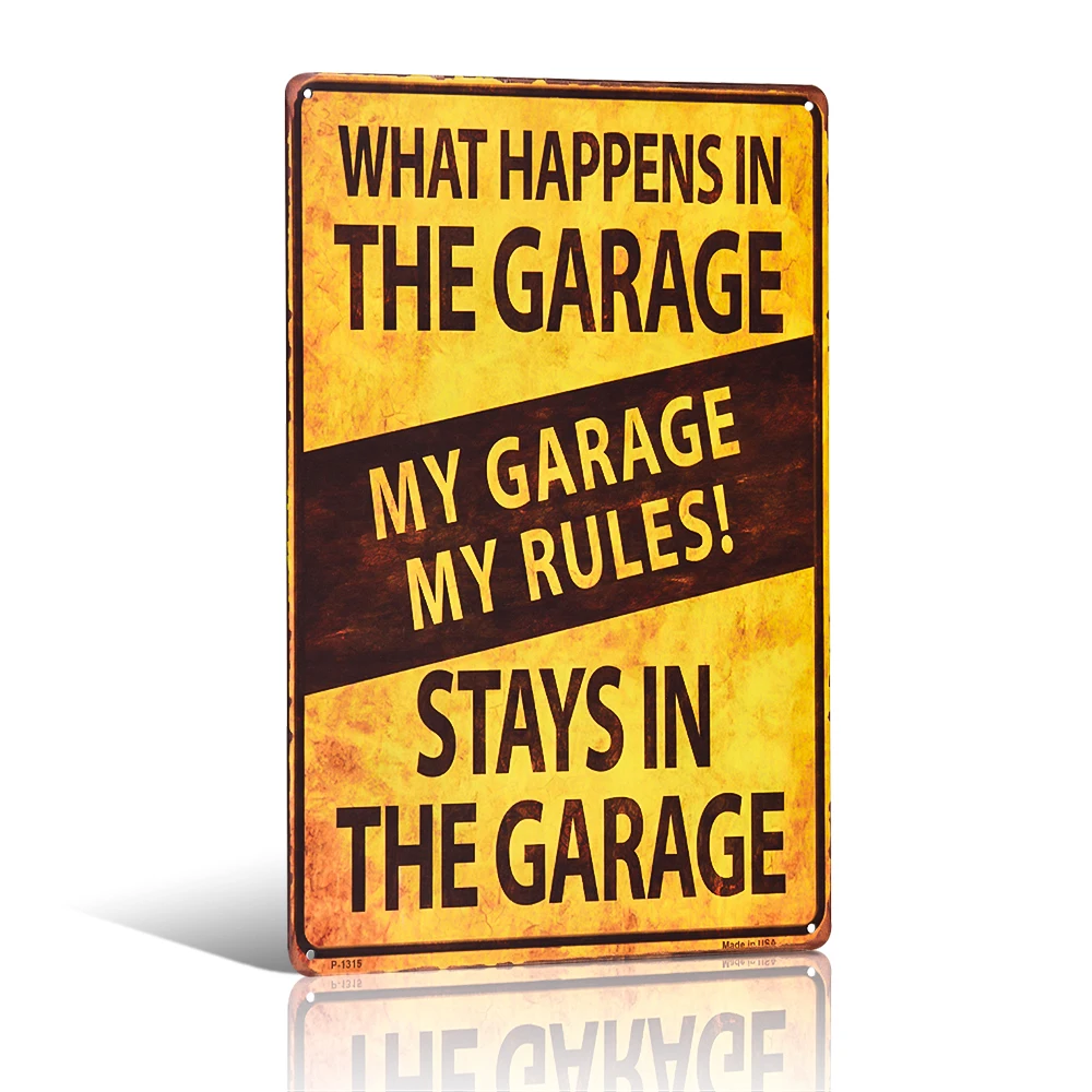 

Metal Tin signs "My Garage My Rules" Rustic Wall Plaque Garage Wall Decor Craft Wall Painting