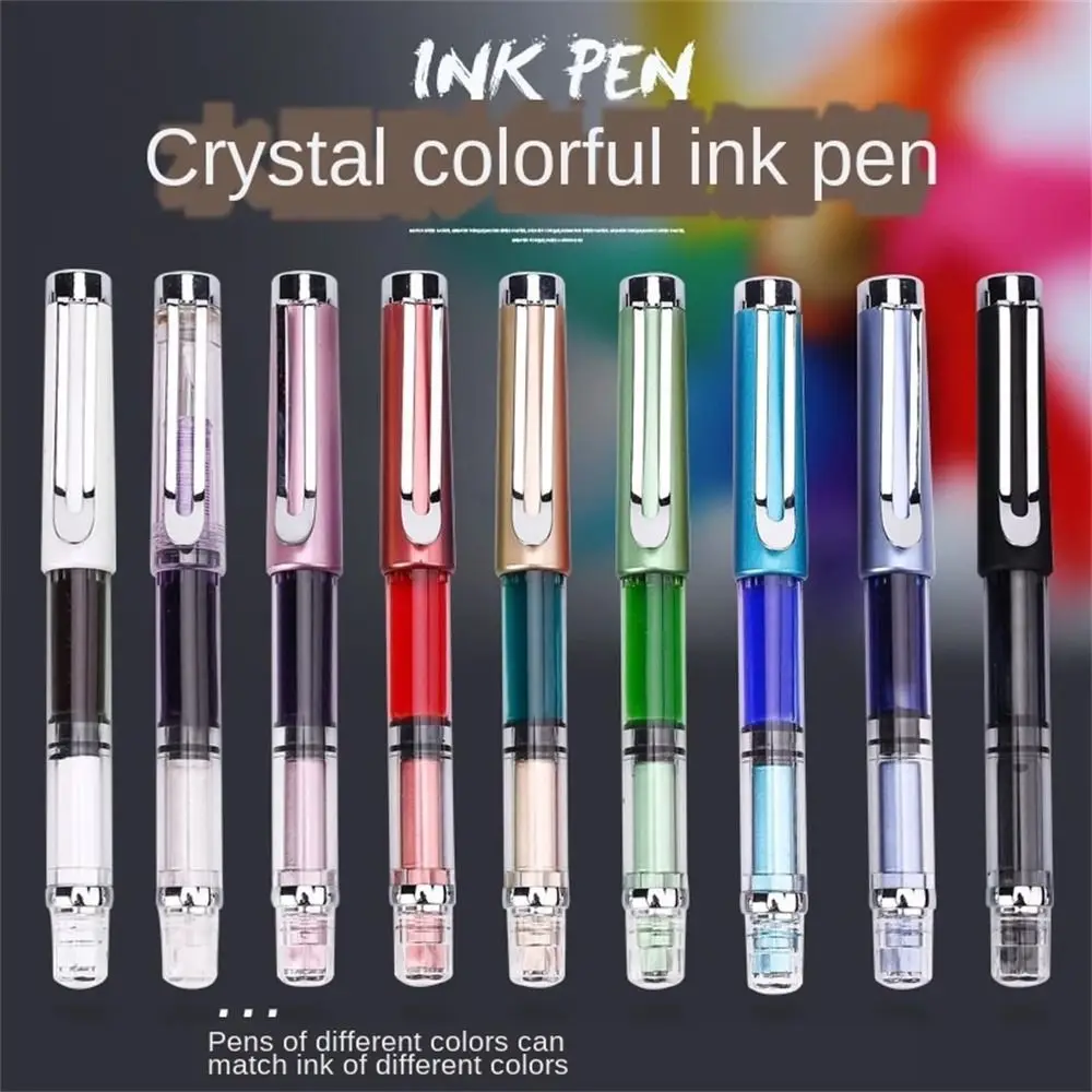 

Office With Transparent 8 Color Plastic Piston Ink-absorbing Fountain Pen Junior High and High School Students Ink Storage Pens