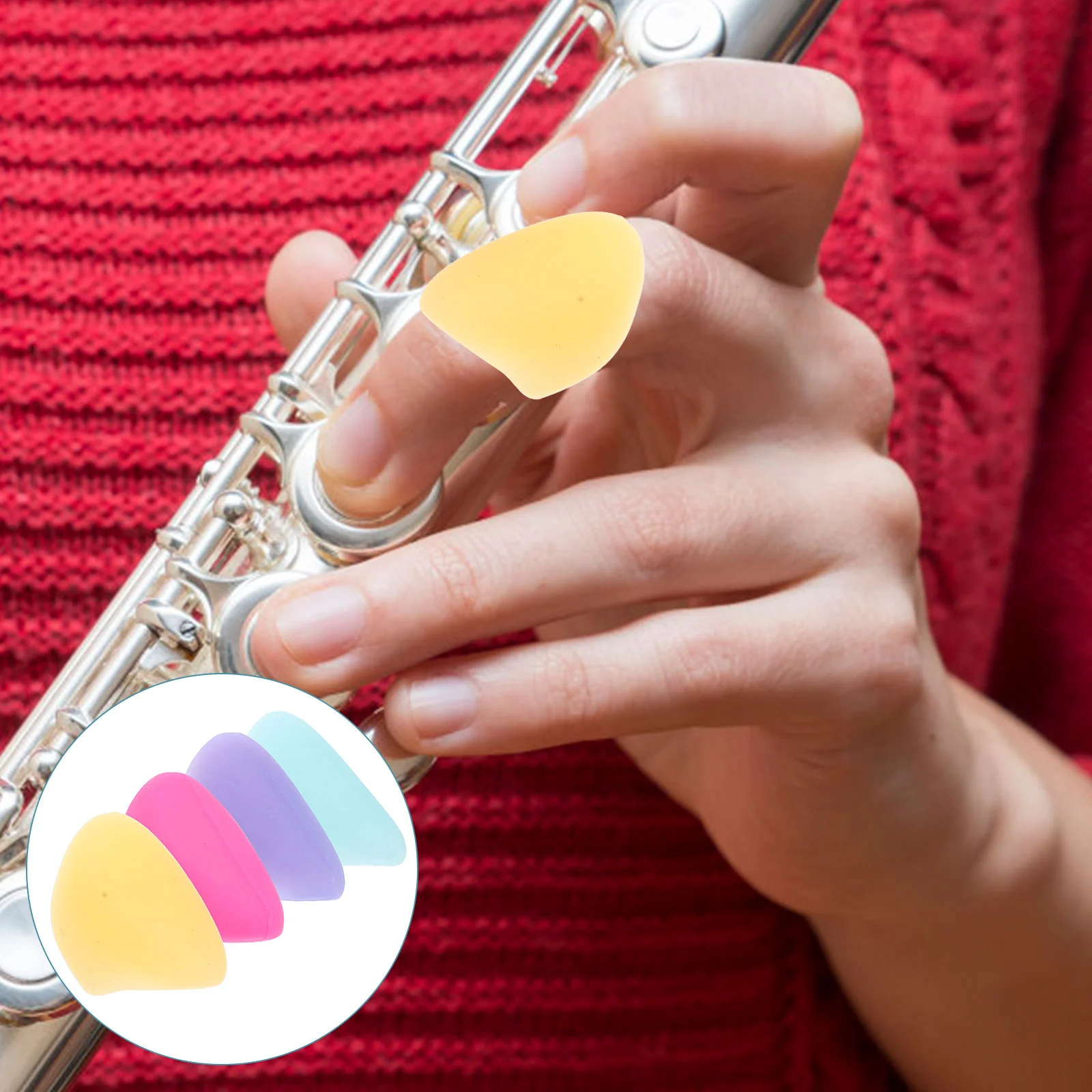 

4 Pcs Children's Flutist Finger Rest Thumb Protector Silica Gel Flute Cushion Wind