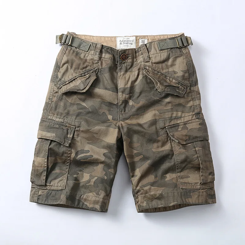 

2023 Mens Military Cargo Shorts army green Cotton Shorts men Loose Multi-Pocket camouflage Shorts Homme Bermuda Trousers 40