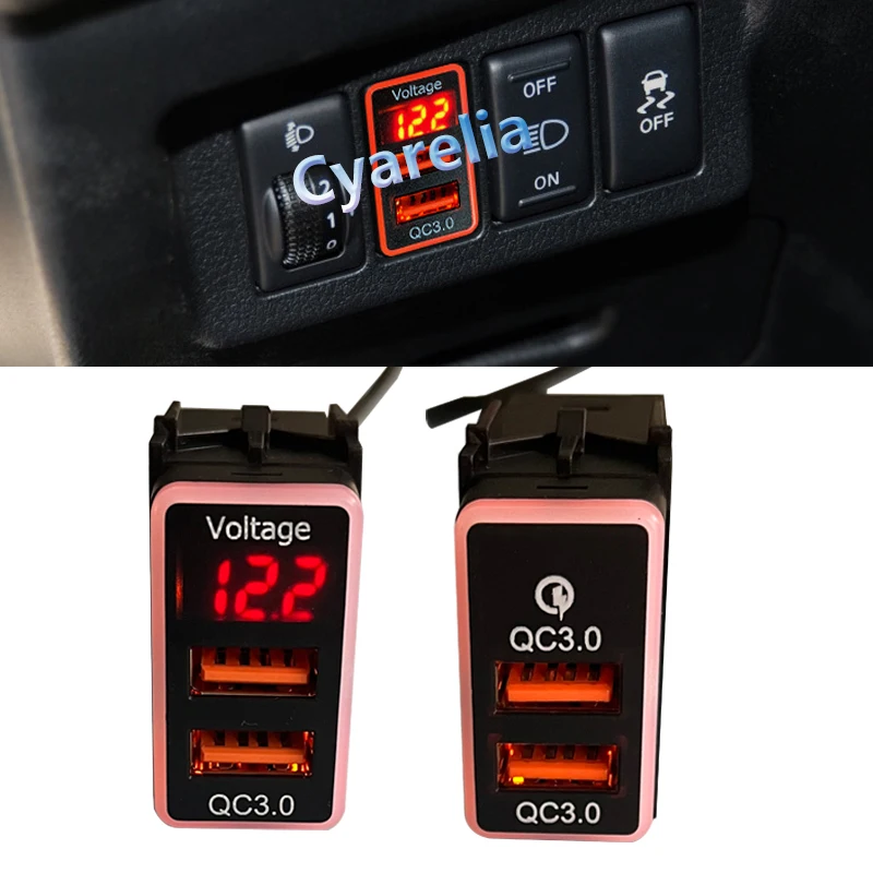 Автомобильное зарядное устройство QC3.0 USB-разъем с отображением напряжения для