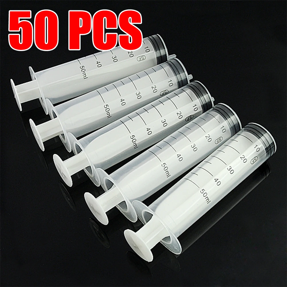 

50Pcs/lot Translucent Measuring Syringe 50ml Big Plastic Syringe Measuring Nutrient Hydroponics For Accurately Measured for pets