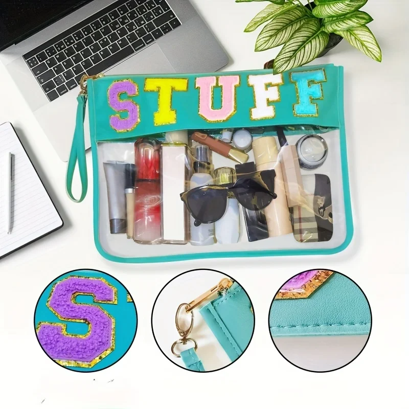 Transparent Letter Cosmetic Bag Pvc Zipper Clear Makeup Women Bags Beauty Travel Makeup Organizer Storage Bath Toiletry Wash Bag