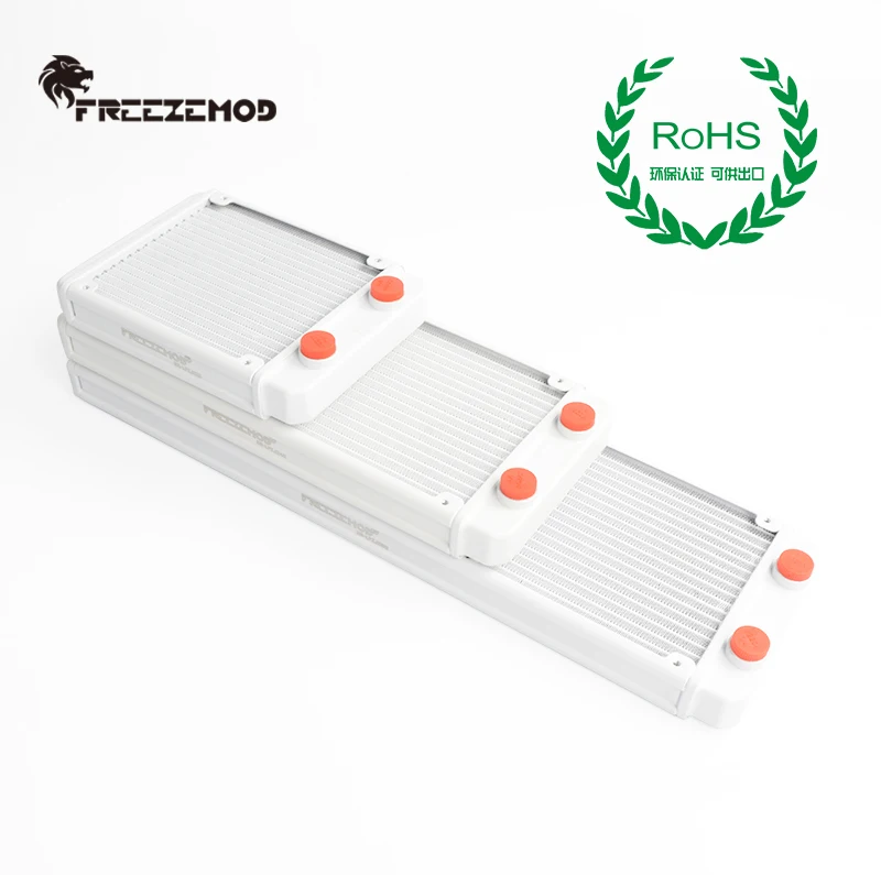 

FREEZEMOD G1/4‘' PC Water Cooling Radiator 27mm Thick Aluminum Computer Heatsink Cooler White 120/240/360mm