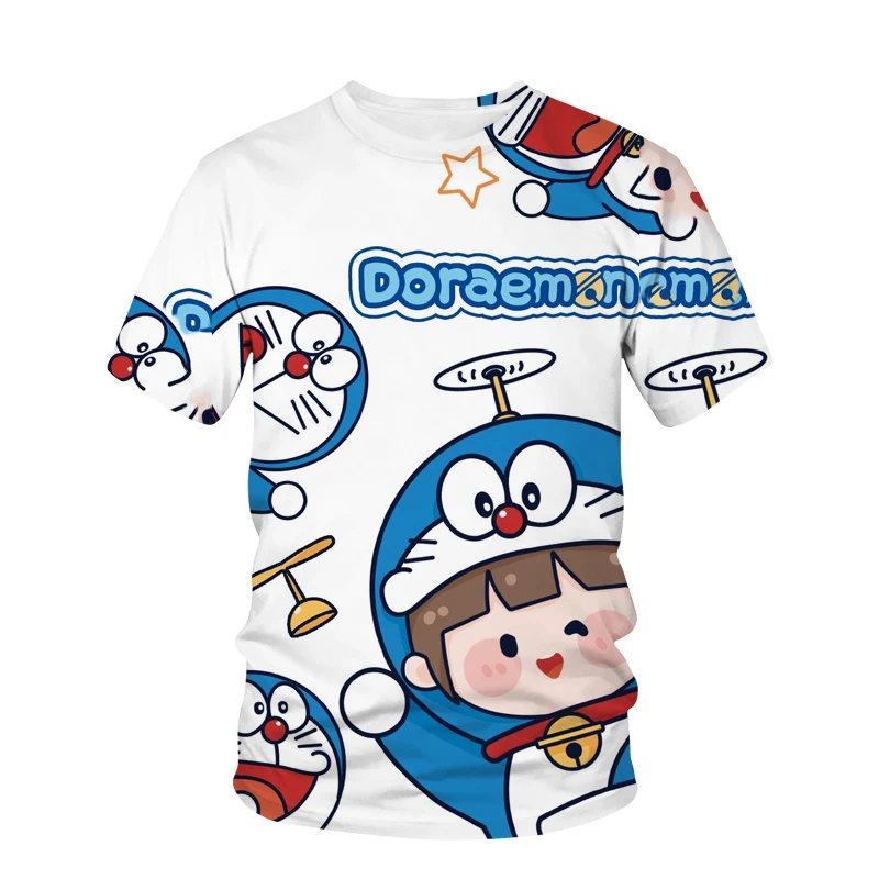 

Funny Cute T-Shirt Doraemon 3D Printing Summer Casual Round Neck Short Sleeve Kids Clothing Cartoon T-Shirt Mens/Womens T shirt