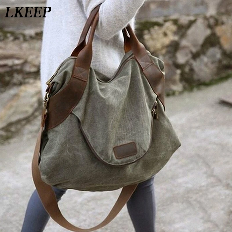 

2023 Brand Large Pocket Casual Tote Women's Handbags Shoulder Handbags Canvas Capacity Bags For Women Messenger Bags Women Bag