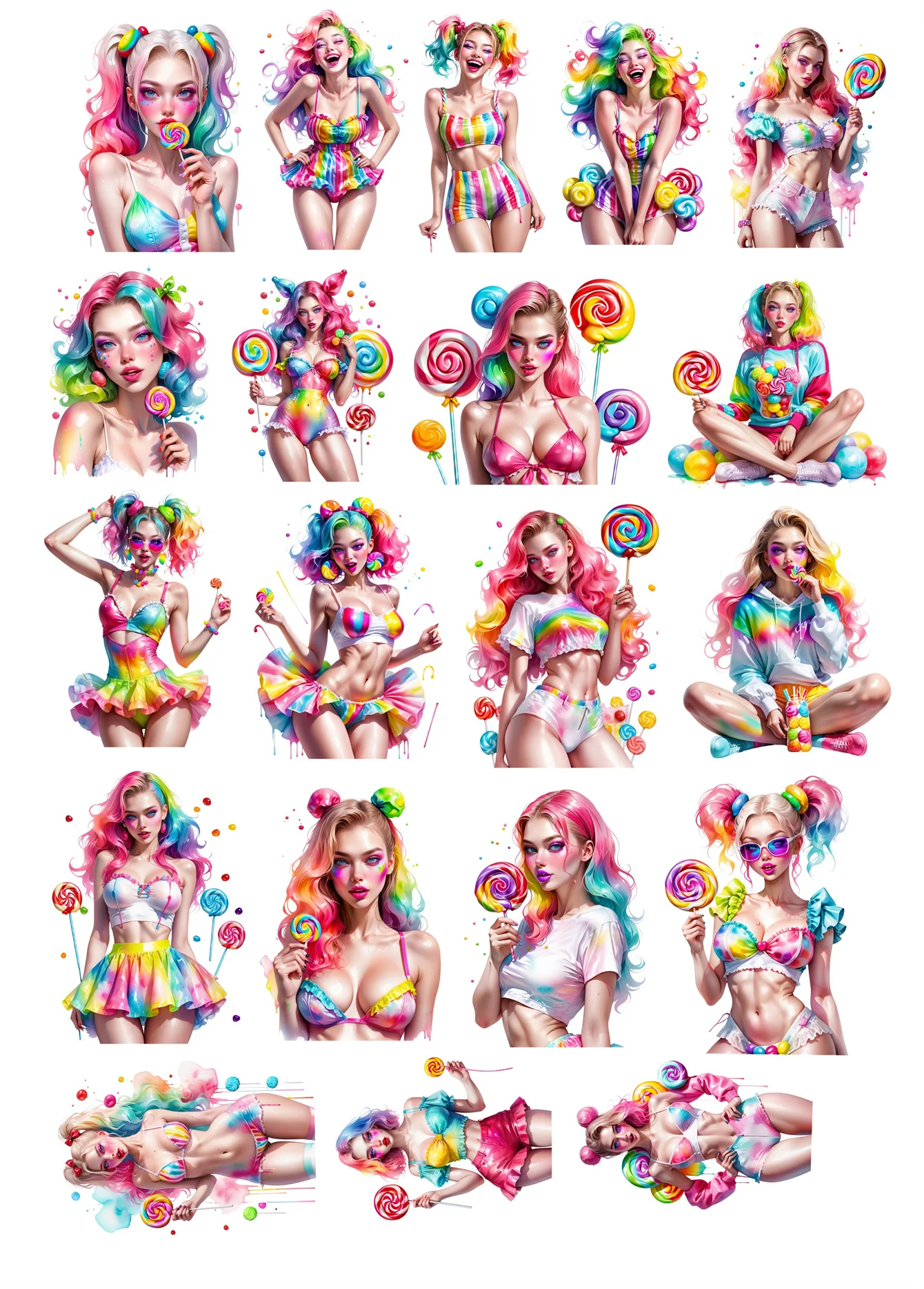 

Стикеры BLINGIRD акварельные леденцы для скрапбукинга 20 шт