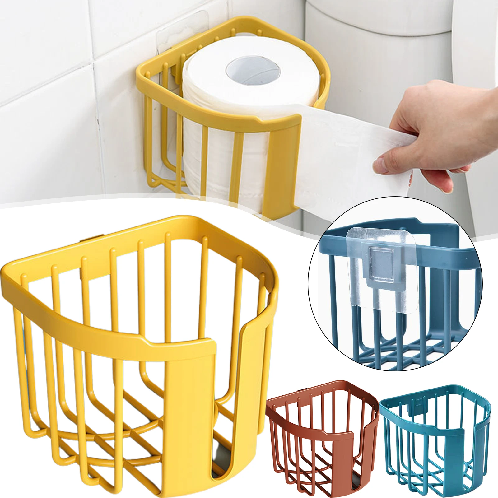 

Wall-mounted Paper Rack Items Storage Box Round Paper Rack Rolling Paper Shelf No Hole Punch Organizer Rack Drainage Hollow