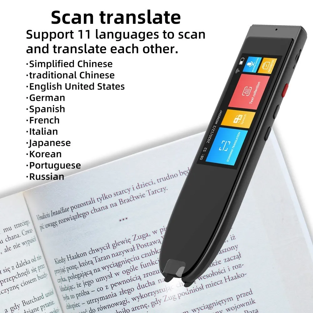 

Scanning Translator Smart Instant Voice Photo Translation Pen 2.86" Touch Screen Wifi Support Offline 112 Languages Translation