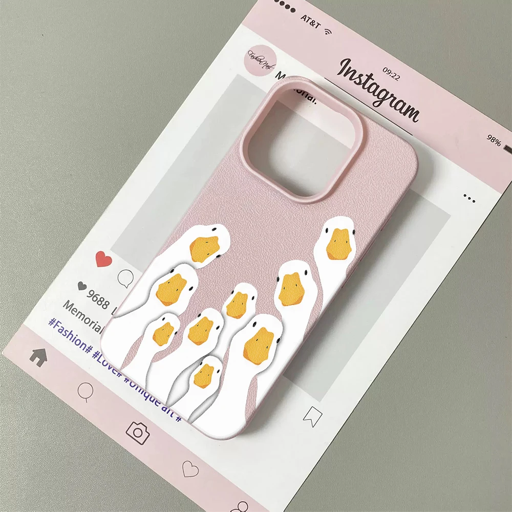 Фото Милый чехол для iPhone 11 12 13 14 15 16 17 Pro Max Plus Air с рисунком белой утки, креативный дизайн, мягкий чехол из поликарбоната №5