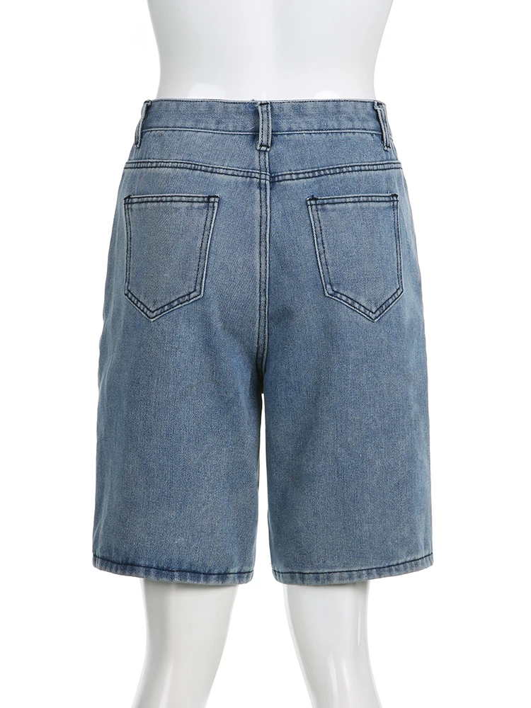 y2k Star Patchwork Cargo Shorts Women Harajuku Low Waist Denim Short Vintage Streetwear Blue Baggy Bottoms Grunge 2000S