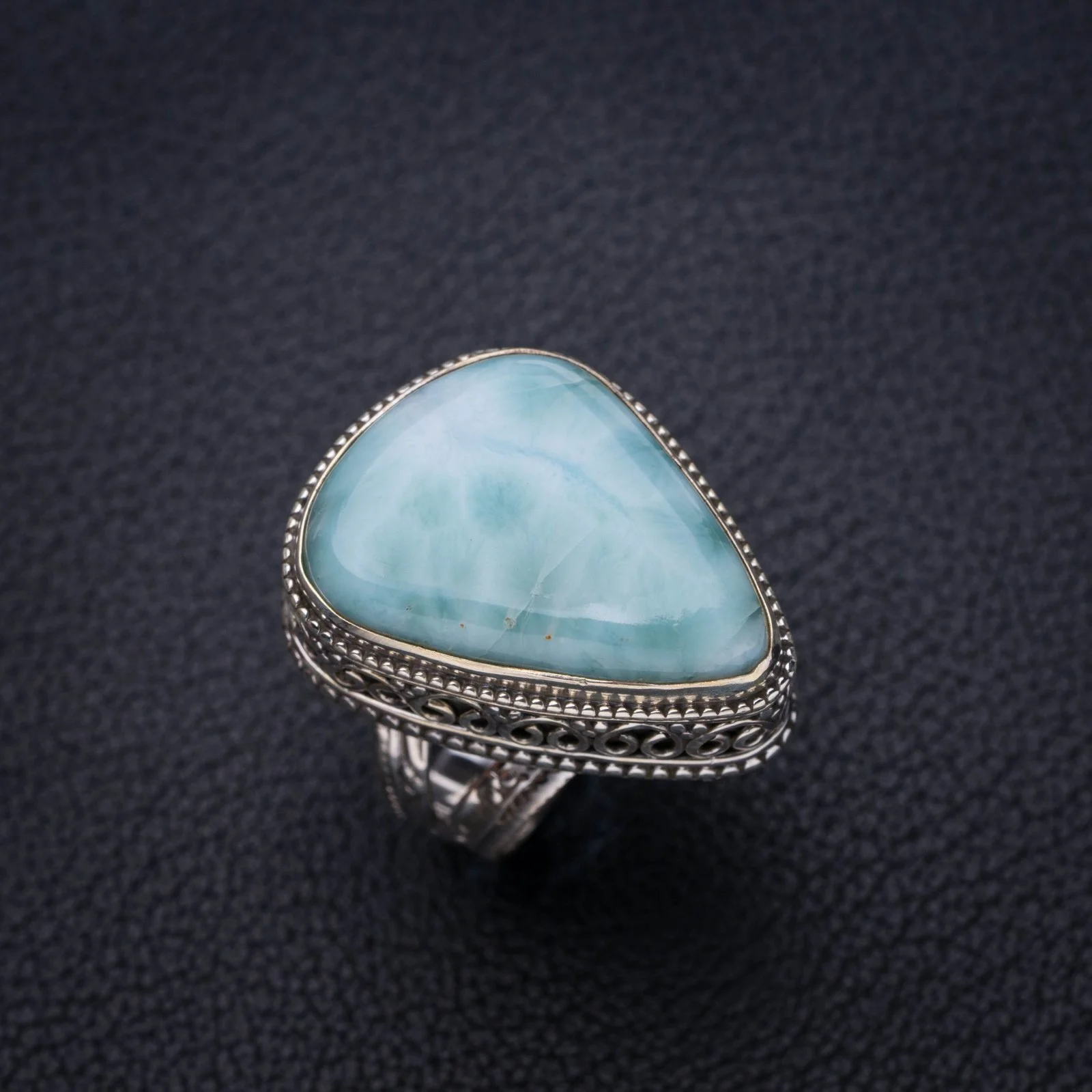 StarGems Natural Caribbean Larimar Handmade 925 Sterling Silver Ring 6.5 E7568 | Украшения и аксессуары