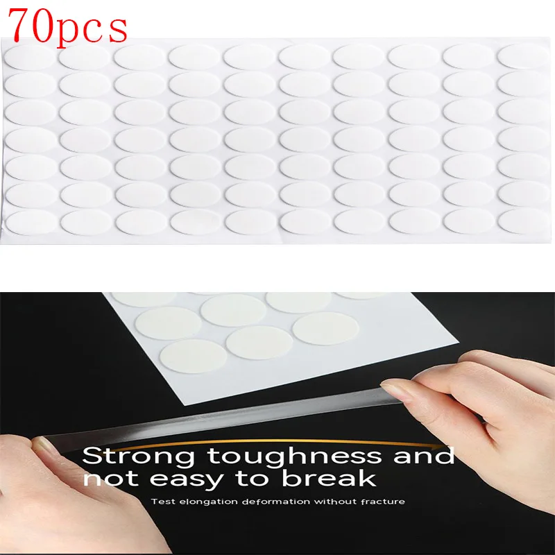 

70Pcs Round High-quality Seamless Transparent Double-sided Tape Super Sticky Strong Waterproof Small Film Stickers Double Face A