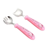 sanrio hellokitty kawaii cute cartoon kt cat spoon and fork cutlery set female student portable travel set
