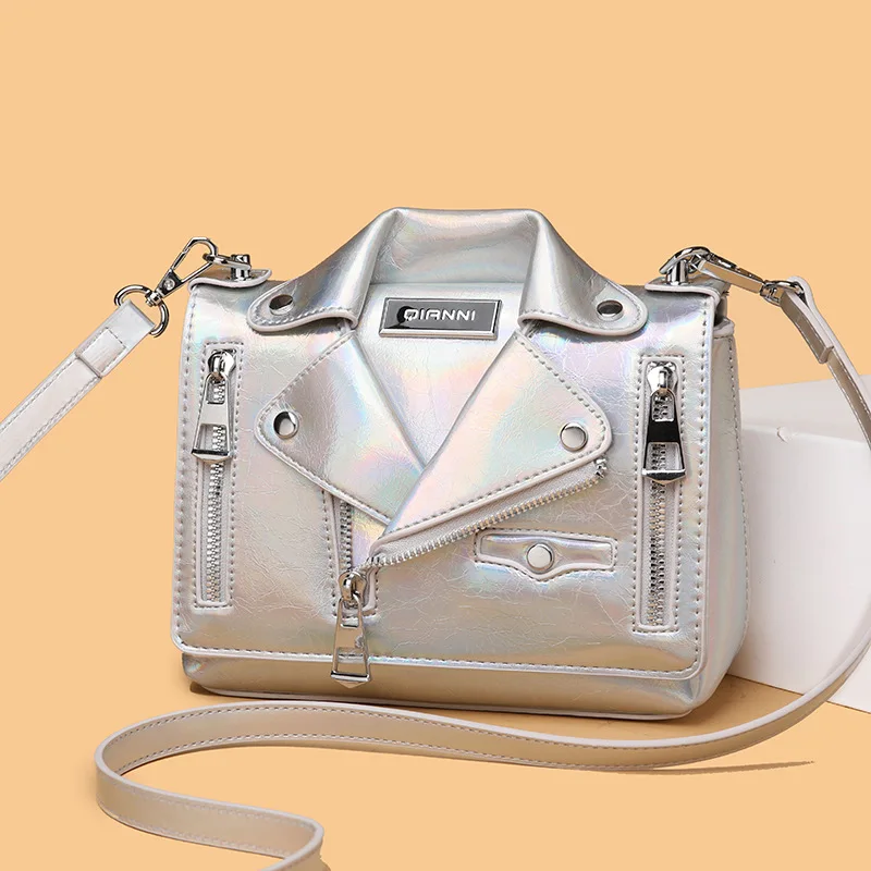 Роскошная сумка-цепочка женская одежда куртка с заклепками на плечах