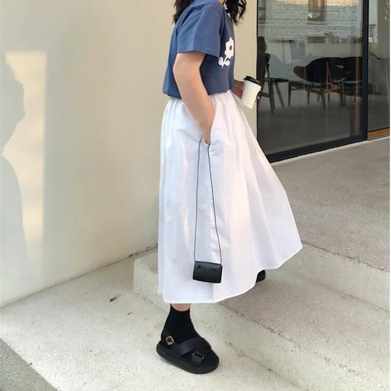 Летняя 2024 Женская длинная юбка Осенние повседневные свободные макси-юбки с
