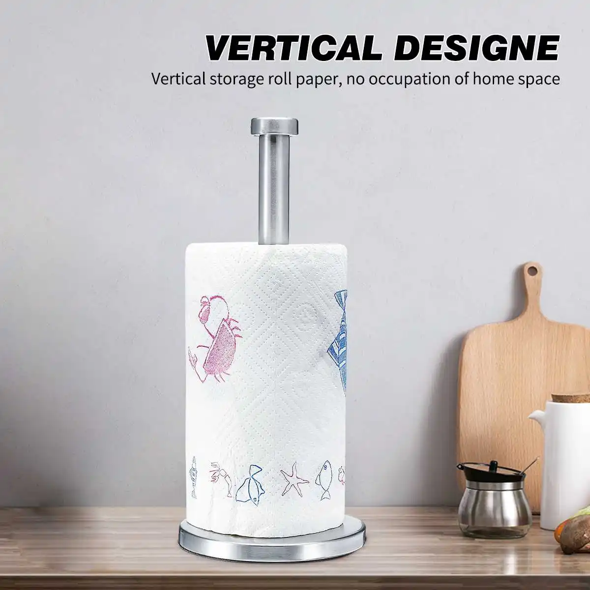 

Vertical Paper Towel Holder Kitchen Storage Stainless Steel Standing Paper Holder Gold Silver Tissue Napkins Rack Home Table Dec