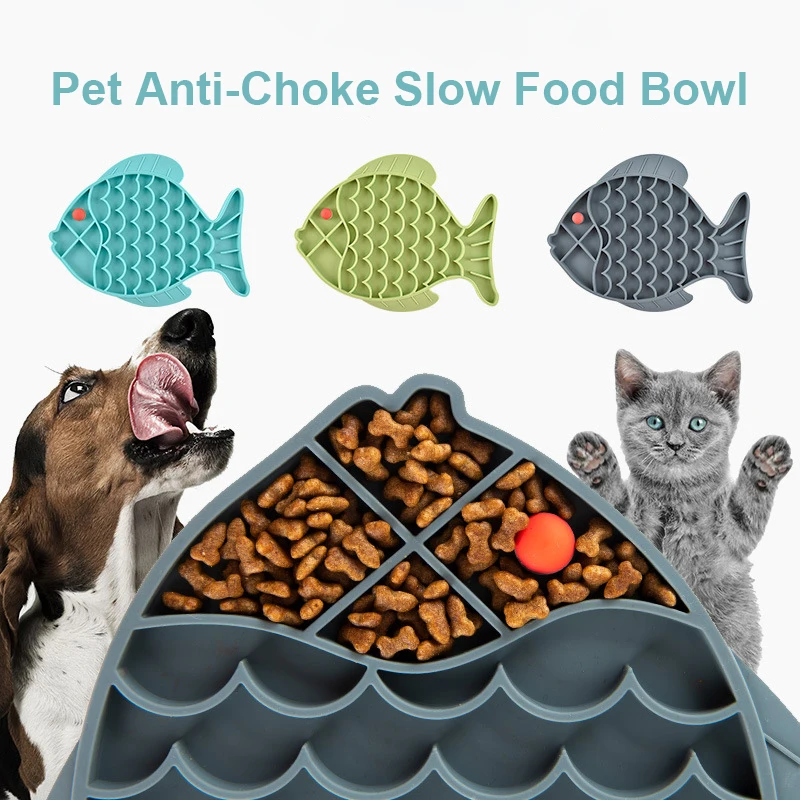 

2022 Pet Silicone Licking Mat Fish Shape Dog Lick Pad Cup Bowl Portable Cat Treat Feeder Dispenser For Dogs Kitten Slow Feeders
