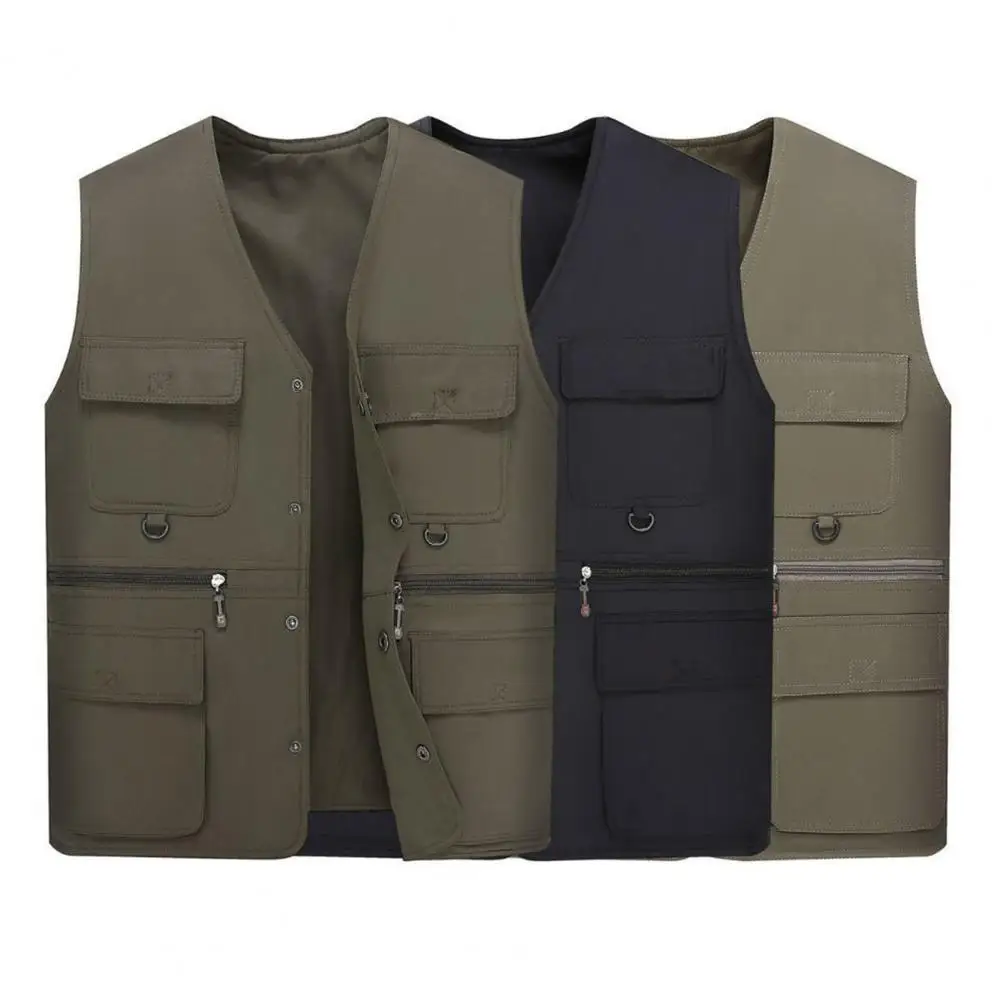 

Work Jacket Size Men Vest For Relaxed Waistcoat Dressing Breasted Single Fit Photograph Overall Hiking Plus Vest Loose