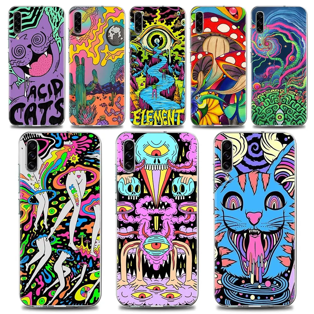 

Colorful Art Mushrooms Clear Phone Case for Samsung A70 A50 A40 A30 A20e A10 A02 Note 20 10 9 8 Plus Lite Ultra 5G Silicone Case