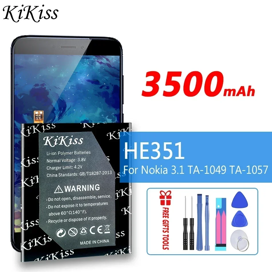 Аккумулятор KiKiss 3500 мАч HE 351 HE-351 HE351 для Nokia 3.1 TA-1049 TA-1057 TA-1063 TA-1070 TA-1074 Аккумуляторы
