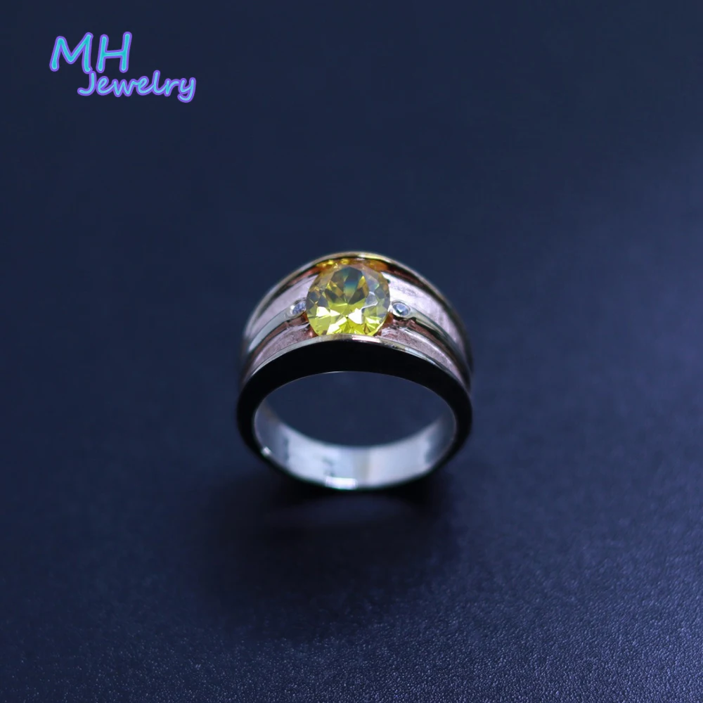 

MH S925 Strline Silver 100% Natural citrine Stone Retro elegant neutral rings Valentine Gift mom Gift For Women fine Jewelry