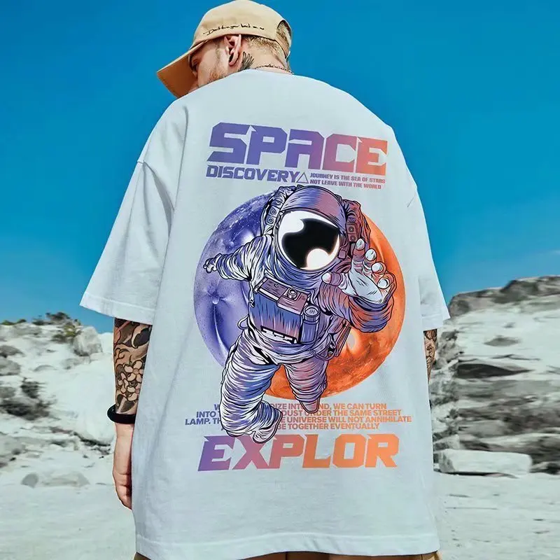 

Men's Graphic Print T-Shirt 2022 Summer European and American Fashion T-shirts Men Trend Loose Short-sleeved Graphic Tees