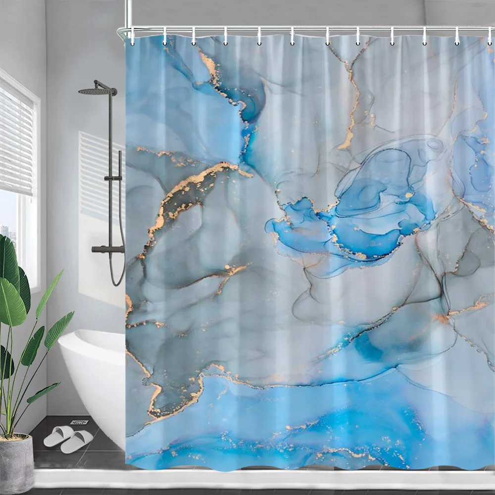 

Абстрактные мраморные занавески для душа синие серые чернила художественные геометрические современные занавески из полиэстера для ванной комнаты декор с крючками