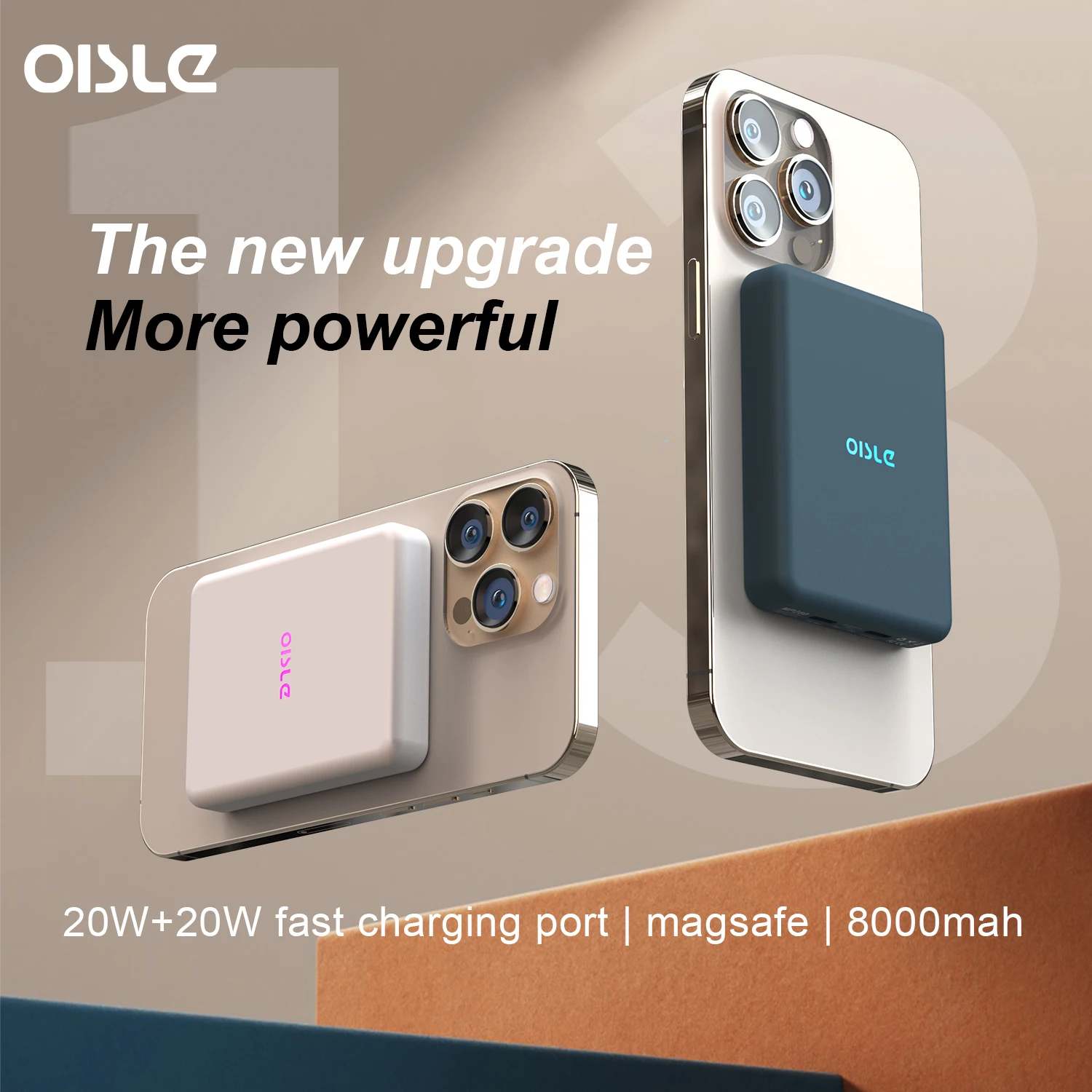 

OISLE магнитный беспроводной внешний аккумулятор 8000 мАч Dual PD 20 Вт быстрая зарядка тонкий для MagSafe совместимый с iPhone 12/13/Mini/pro/max