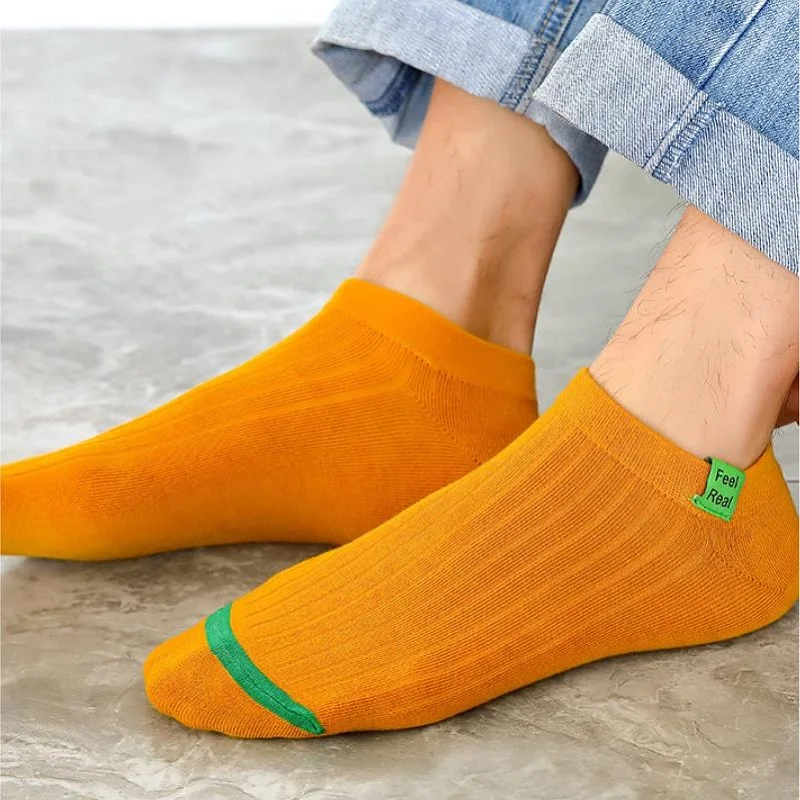 5Pairs/Lot Combed Cotton Men Socks Ankle Socks Solid Color Mesh Breathable Casual Socks Summer Fitness Outdoor Sport Stockings