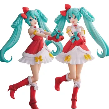 크리스마스 의상 하츠네 미쿠 PVC 액션 피규어, 귀여운 소녀 입상, 소장용 모델 장난감, 어린이 선물, 23cm