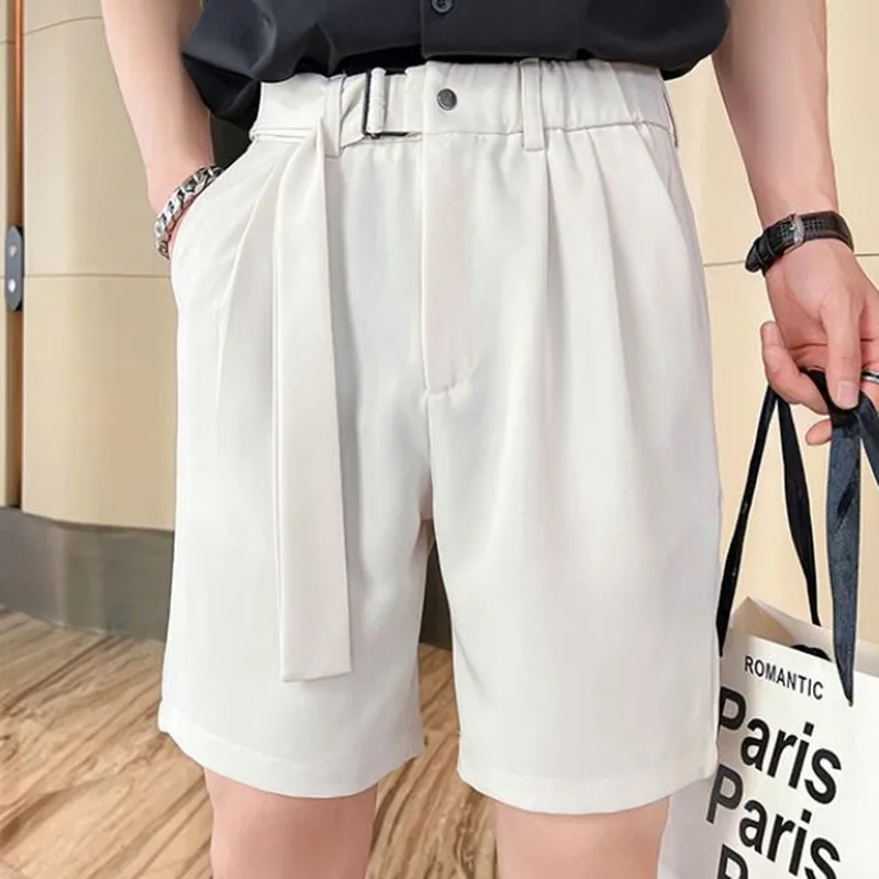 2022 New Five-Point Shorts Men's Summer Trend Casual 5 Points Mid Shorts Wild Youth Loose White Suit Shorts Bermuda Masculina