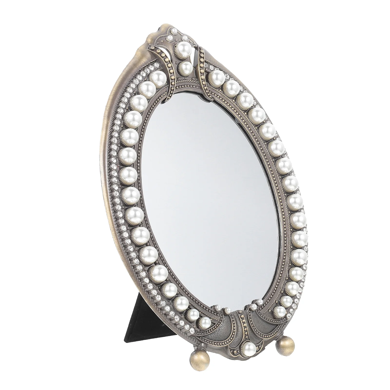 

Vanity Mirror Portable Dresser Household Makeup Girl Cosmetics Zinc Alloy Retro Miss Desk