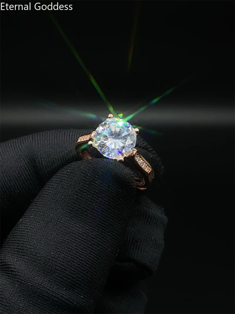 

100% 925 Sterling Silver Created 1ct Round cut Diamond Wedding Engagement Cocktail Women Moissanite Rings Fine Jewelry