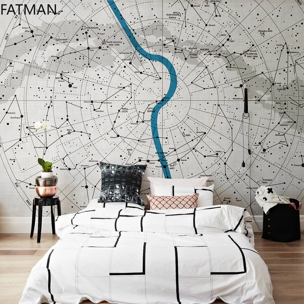 Фото Фотообои FATMAN на заказ с изображением карты мира, Креативные обои с изображением звездного неба, бесшовные настенные экологически чистые об... №2