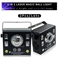 2pcslots 4 in 1 laser projector strobe flash rgbw laser magic ball light rotating pattern light for party stage disco dj