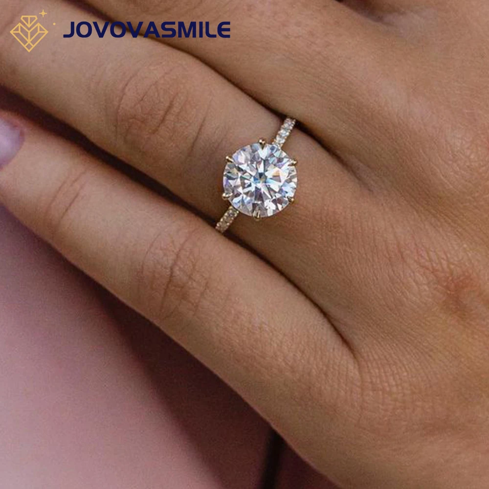 Jovovasmile moissanite anel de noivado 925 prata 6-prong 3.5 quilates centro (1 relação) 9.5mm redondo brilhante corte casamento melhor presente