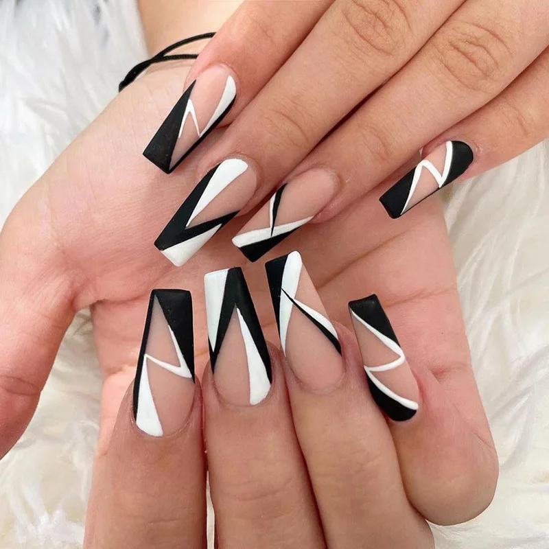 

Simple Geometric Design Sense Line Nail Stickers 24 Pieces Of Any Size Reusable Waterproof