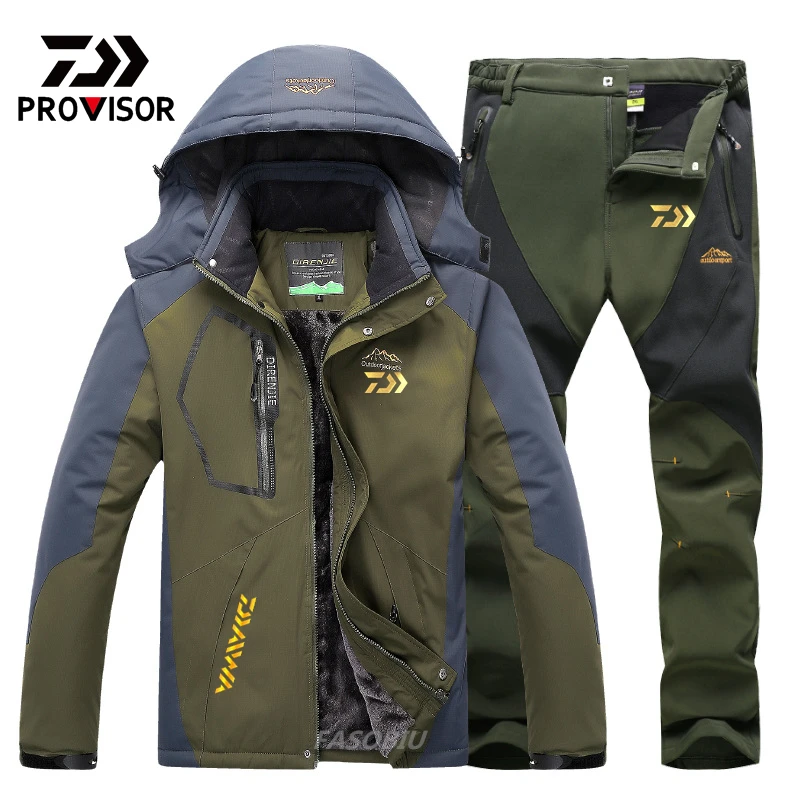 2021 Daiwa Fishing Pants Plus Velvet Fishing Suit Outdoor Breathable Fishing Jacket Sports Hiking Men Fishing Clothes Waterproof