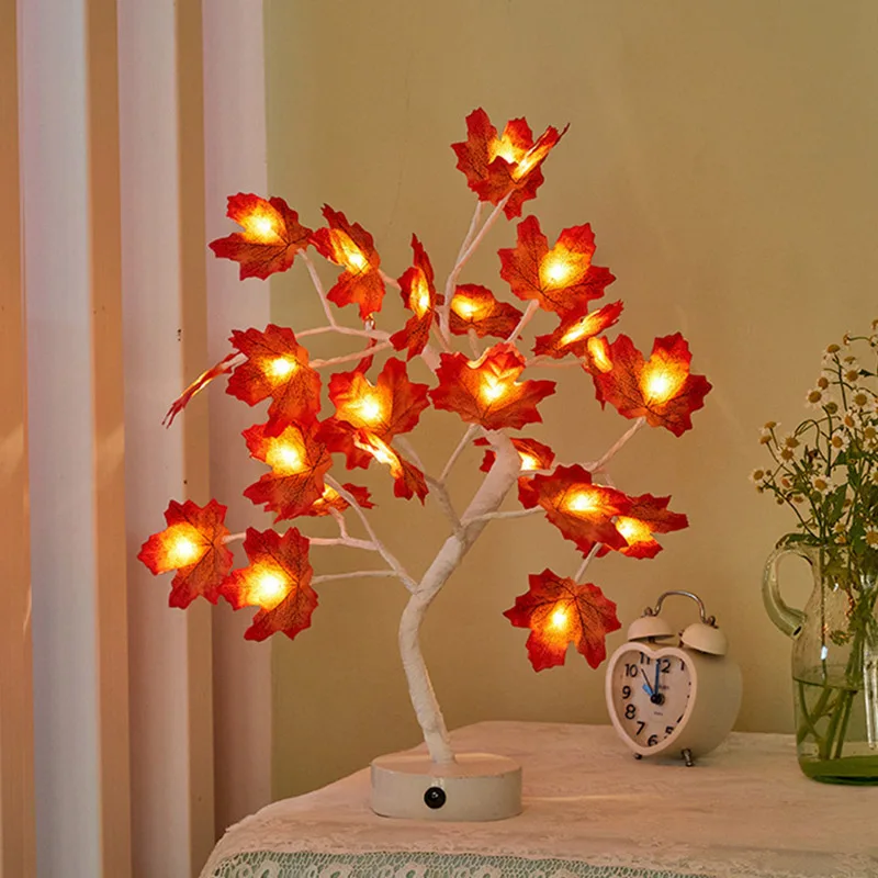 Led Halloween room decoration Thanksgiving maple leaf lamp new holiday table tree lamp maple leaf lamp string GL261