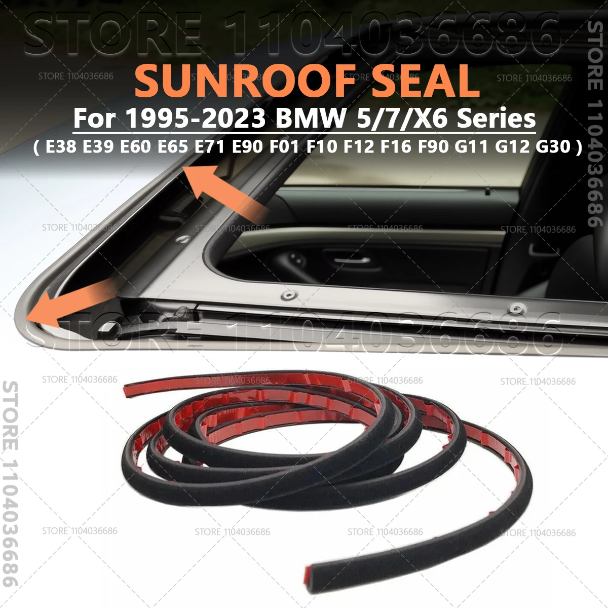 

Для 1995-2023 E38 E39 E60 E65 E71 E90 F01 F10 F12 F16 F90 G11 G12 G30 BMW 5/7/X6 серии Уплотнение люка длиной 2980 мм 54107245551