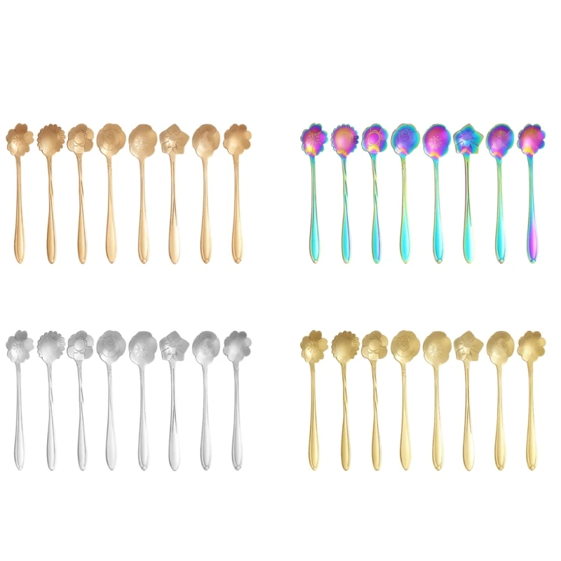 Of 8 Flower Spoon Kitchen Utensil Perfect For Coffee Milk Te