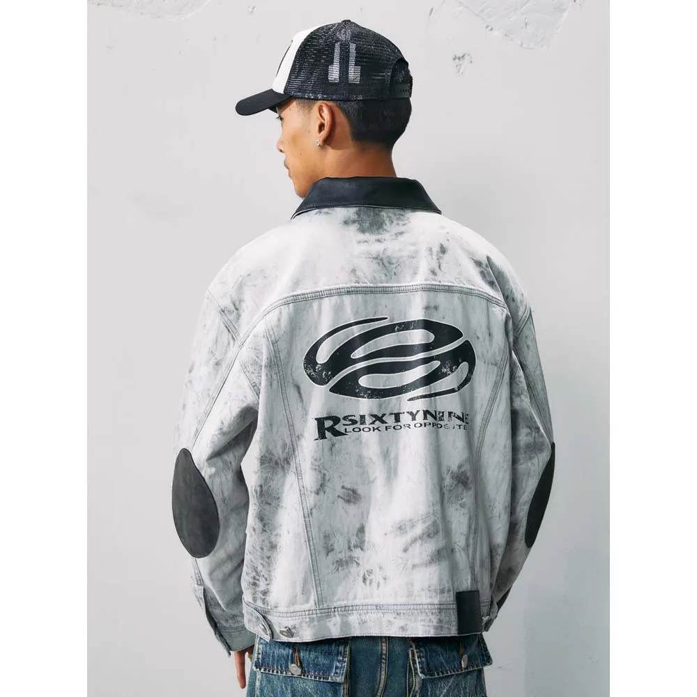 

R69 Vintage Denim Jacket Men's Gradual Vintage Dirtyfit Hip Hop Street Jacket