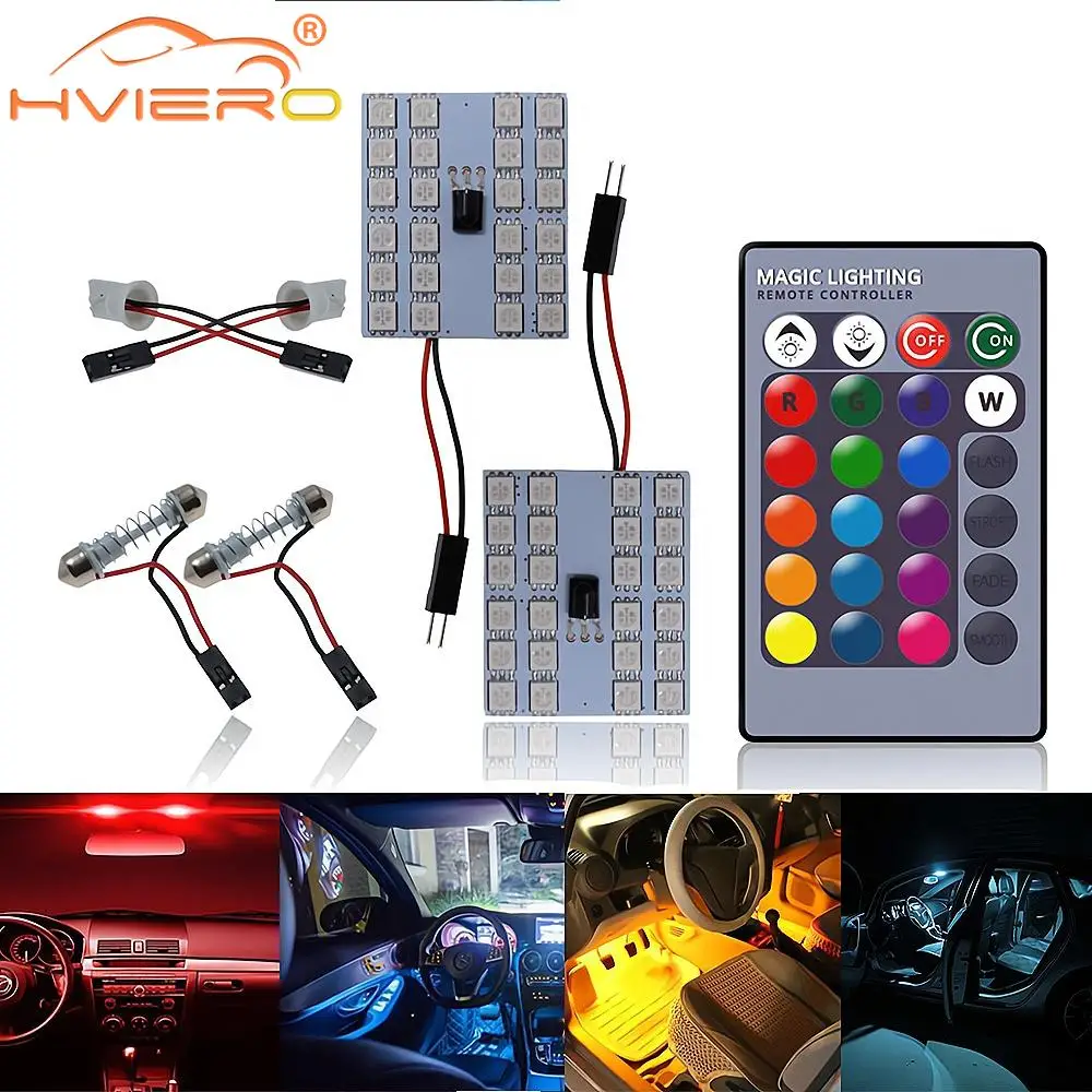 Универсальная Светодиодная Автомобильная Лампа T10 BA9S RGB 12SMD 15SMD 24SMD 36SMD 5050 12 В