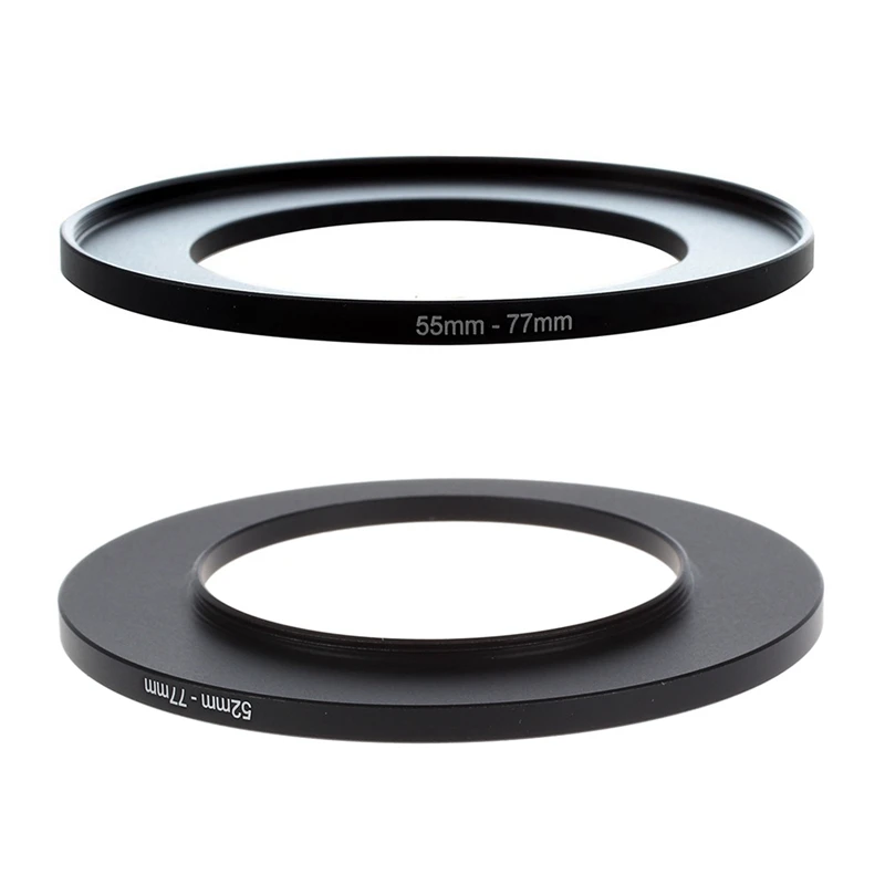 

2 Pcs Aluminum Step Up Filter Ring Adapter For Camera:52Mm-77Mm & 55Mm-77Mm