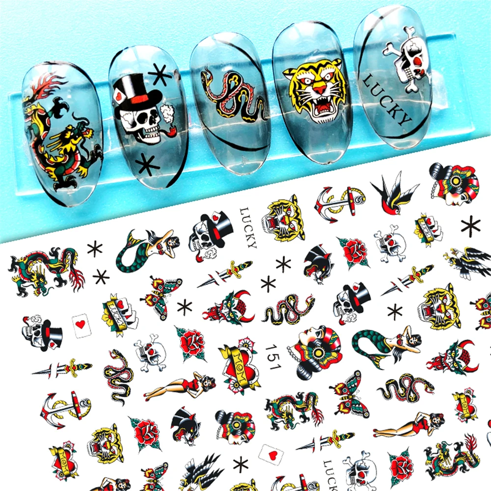 Искусственная голова тигра льва волка 3D наклейка на тыльную сторону для ногтей