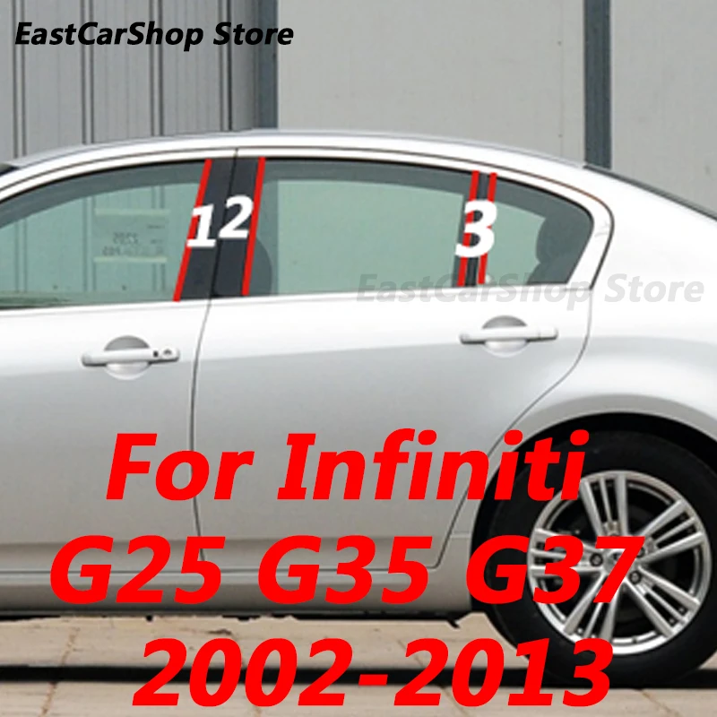 

For Infiniti G25 G35 G37 2002-2013 Car Middle Column PC Window Trim Decoration B C Pillar PC Strip Protective Accessories