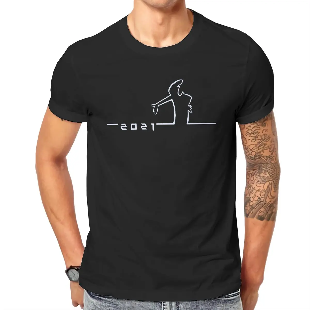

Men's La Linea 2021 T Shirts Line Man Bajum Badum Cartoon 100% Cotton Tops Funny Short Sleeve O Neck Tee Shirt Adult T-Shirt