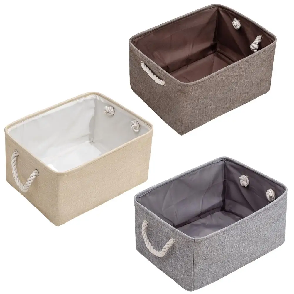 

Folding Storage Basket Foldable Cotton Linen Storage Box Bins Fabric Organizer Home Office Bedroom Closet Toys Laundry Basket