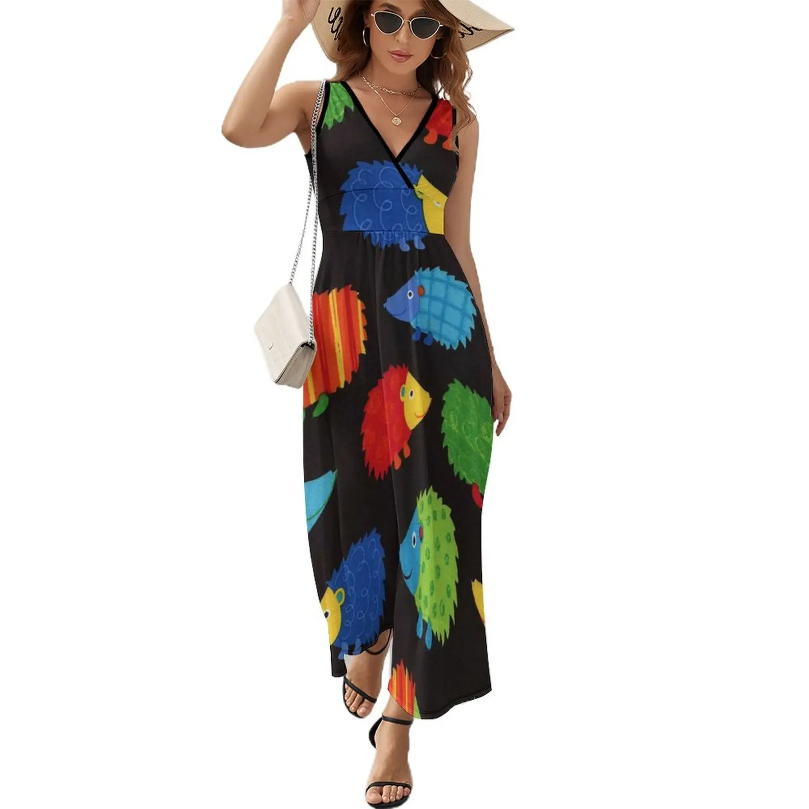 

Летнее платье с ежиком, корейская мода, пляжные длинные платья в стиле бохо, женское современное Макси-платье без рукавов на заказ